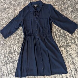Navy Button-Up Dress